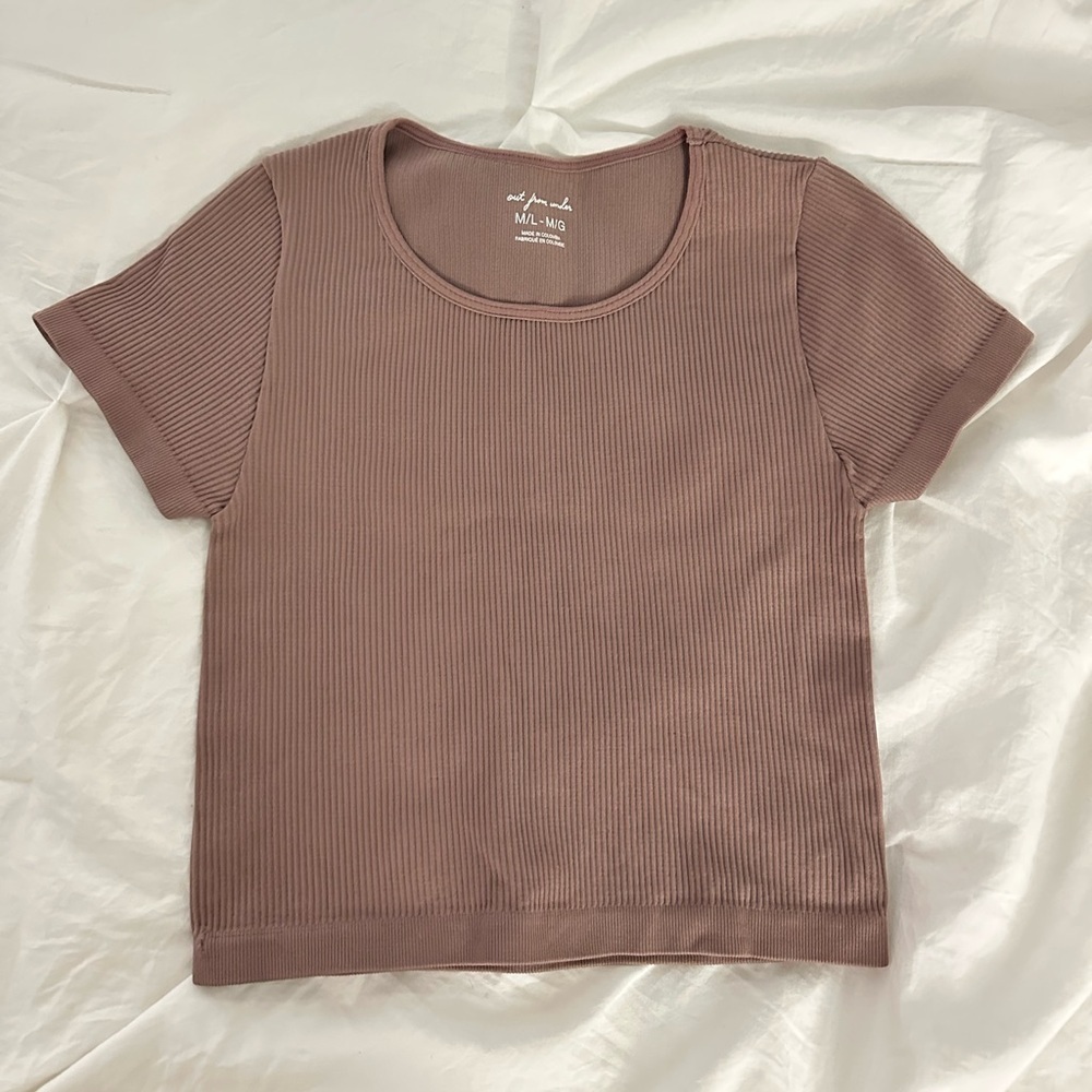 Urban Outfitters Out From Under Mauve Ribbed Tee Size M/L - Picture 1 of 5